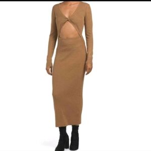 House Of Harlow 1960 Rib Knit Twist Front Long Sleeve Dress Size Medium